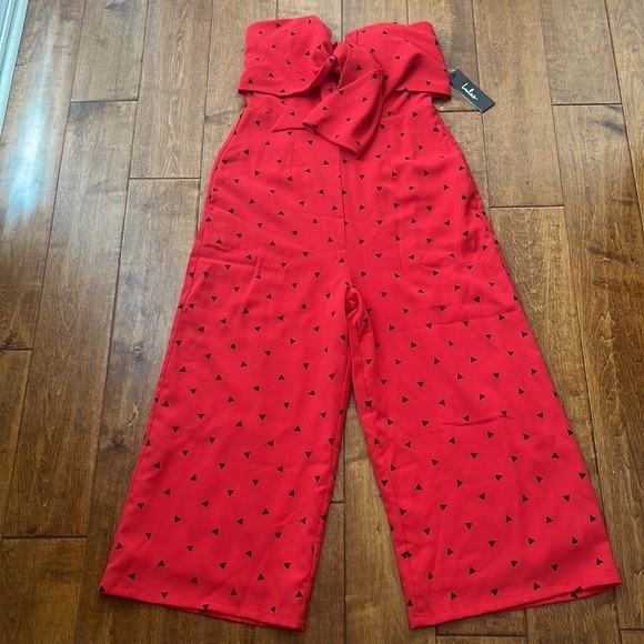 Lulus Nectar Red Print Strapless Tie-Front
Jumpsuit Size M - Picture 6 of 15